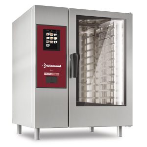 Gasoven "TOUCH" directe stoom en convectie 10x GN 1/1+Reiniging